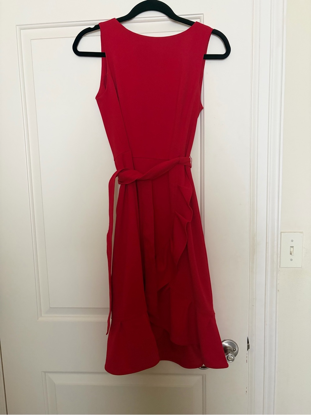 Red Calvin Klein faux wrap dress